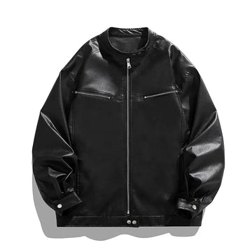 AIDASE  -  Spring High Quality Men's PU Leather Jacket Motorcycles Zipper Casual Stand Collar Leather Outwear Male Moto Biker Loose Coat aidase-shop